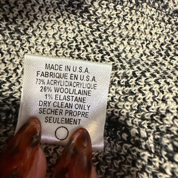 Diane von Furstenberg Geometric Knit Cardigan Jacket Black White Wool Blend 12 - Picture 7 of 9